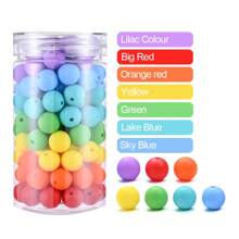 50 Peças/Conjunto Série Arco-Íris de Contas de Silicone, Conjunto de 5-7 cores de contas de silicone de 12mm em granel, contas de silicone soltas redondas para fabricação de chaveiros, kit de contas para a fabricação de joias DIY (Não inclui garrafa)