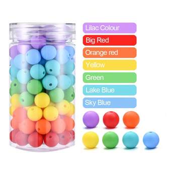 Set de 50 piezas Abalorios de silicona serie arcoíris, abalorios de silicona de 12 mm a granel en set de 5-7 colores, abalorios de silicona sueltos y redondos para hacer llaveros, fabricación de joyas DIY (sin incluir el frasco)
