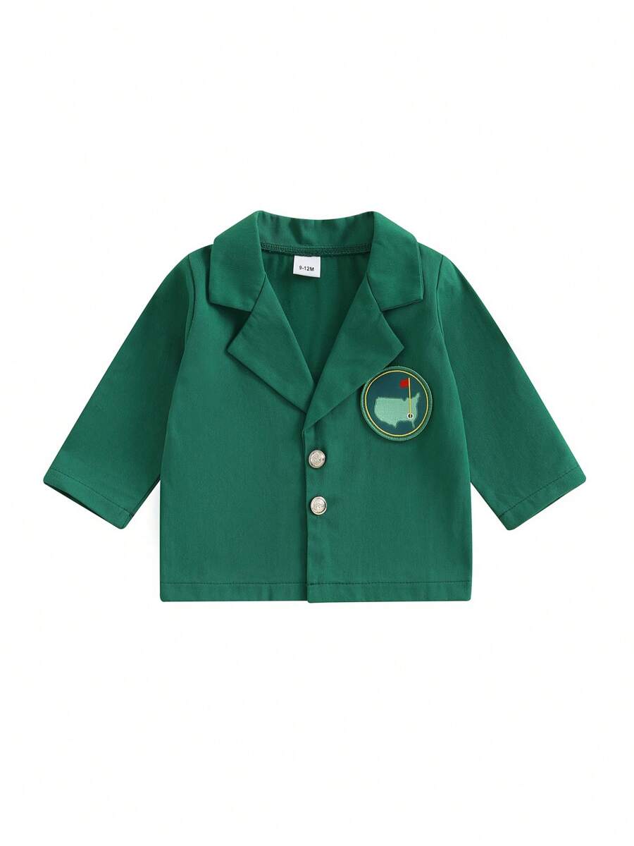 Golf Jacket For Baby Boy Girl First Birthday Outfit Lapel Button Down Green Blazer Coat 1st 2nd Bithday Outfit Gift - 綠色 - 查看 1