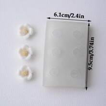 6 套迷你花朵硅胶蜡烛模具，樱花花卉形石膏水晶树脂挂饰模具，适用于陶瓷工艺品和手工装饰 - 白色 - 查看 6