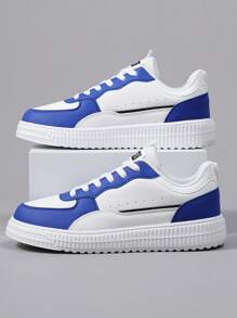 Lace-Up Casual Fashion Sneakers, , Sizes 36-45, High Style Low-Top Laidback Vulcanized Rubber Sole, Non-Slip Wear-Resistant Student Skateboard Shoes - Blue - View 6