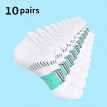 10 Pairs Men's Latest Popular Socks, Low Cut Moisture Wicking Breathable Sports Short Socks, Ankle Length For All Seasons - Multicolor - View 9
