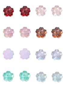 10/50pcs 14mm Glass Cherry Blossom Beads-For Jewelry Making, DIY Crafts, Necklaces, Bracelets - Transparent Multicolor Glass Bead