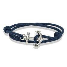 1 pieza Brazalete ajustable de estilo náutico hecho a mano con ancla para hombres, Accesorio de joyería multicapa con cuerda fina de 3mm