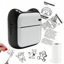 Mini Printer Sticker Thermal Printer With Rolls Thermal Printing Paper, Blue-Tooth Portable Phone Printer,Study Printer For Pictures, Photos, Journals, DIY, Compatible With Phone & Tablet