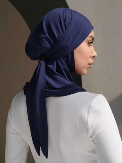 1pc Women Solid Color Balaclava Hat With Drawstring, Breathable Elastic Wide Edge Sweatband Multifunctional Sports Headband Cap, Suitable For Daily Life, Sports, Yoga, Fitness, And Fashion Outfits For Dress