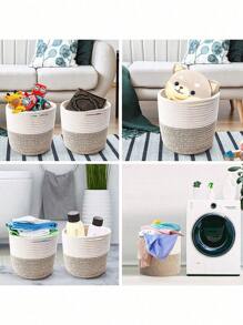 1 pieza Macetero de dos tonos hecho a mano, cesta de almacenamiento decorativa tejida, maceta de flores de jardín de paja, mimbre, ratán o hierba marina