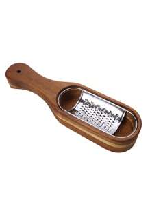 1pc Cheese Grater Stainless Steel Cheese Grater With Wooden Handle Grater Kitchen Handheld Cheese Spoon Grater Multifunctional Cheese Grater Kitchen Gadgets - Multicolor - View 10