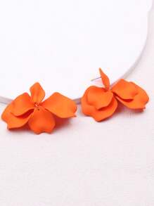 1 paar Boho-stijl bloemenblaadjes kwastjes retro snoepkleur geplooide elegante dames oorbellen