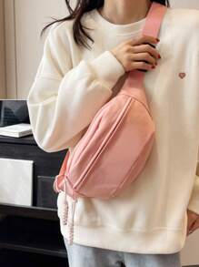 Women's Solid Color Fanny Pack With Multiple Pockets, Casual Sports Crossbody Waist Chest Bag For Outdoors Bum Bag Fanny Pack(Zipper Direction Random) - Multicolor - View 1