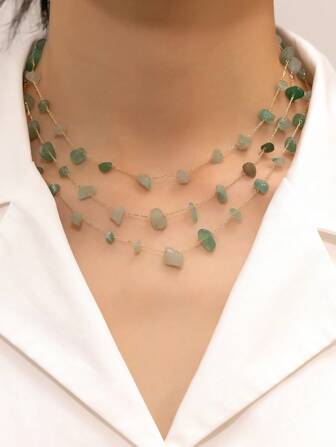 Stone Decor Layered Necklace