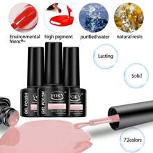 12 件裝 Voky 7 毫升純色凝膠指甲油,紫外線/led 浸泡指甲凝膠拋光套裝,帶指甲油去除劑,適合美甲沙龍或家庭使用或作為生日禮物 - 彩色 - 查看 3