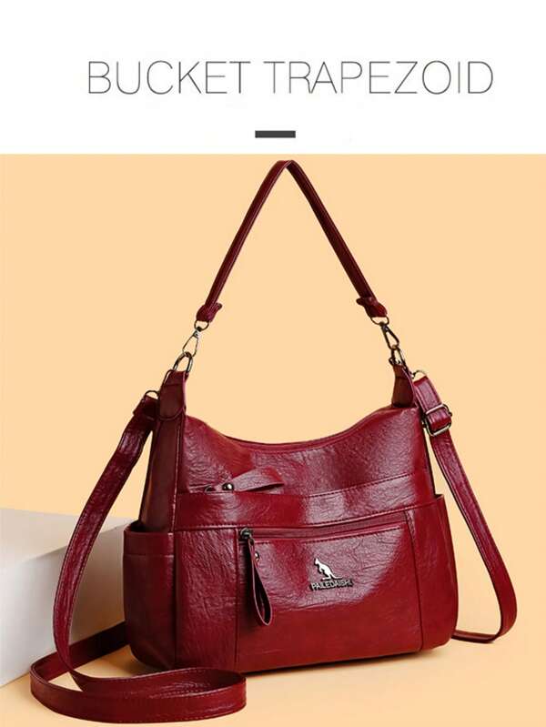 Cross-Border Bestselling Vintage Casual Women's Large Capacity Shoulder Diagonal Handbag, Soft Leather Tote Bag For Middle-Aged Mothers With Multiple Pockets, Elegant Versatile Fashion Tote Bag, Shoulder Diagonal Bag Suitable For Middle-Aged And Elderly Mothers