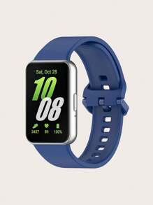 1pc Plain Casual Flat Buckle Silicone Smart Watch Band, Compatible With Samsung Galaxy Fit 3 - Galaxy Fit 3 - View 17