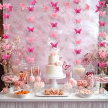 10 piezas Guirnalda de mariposas 3D - Tonos de rosas, decoraciones colgantes de mariposas, decoraciones de ducha de boda con mariposas, flores de papel colgantes para cortinas, adecuado para decoración de cumpleaños, decoración de fiestas de primavera, dormitorio, sala de estar, decoración de pared del hogar, suministros para festivales, adorno