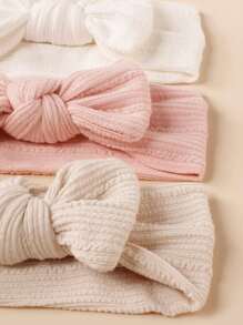 3pcs/Set Baby Bow Elastic Headbands - Dusty Pink - View 3