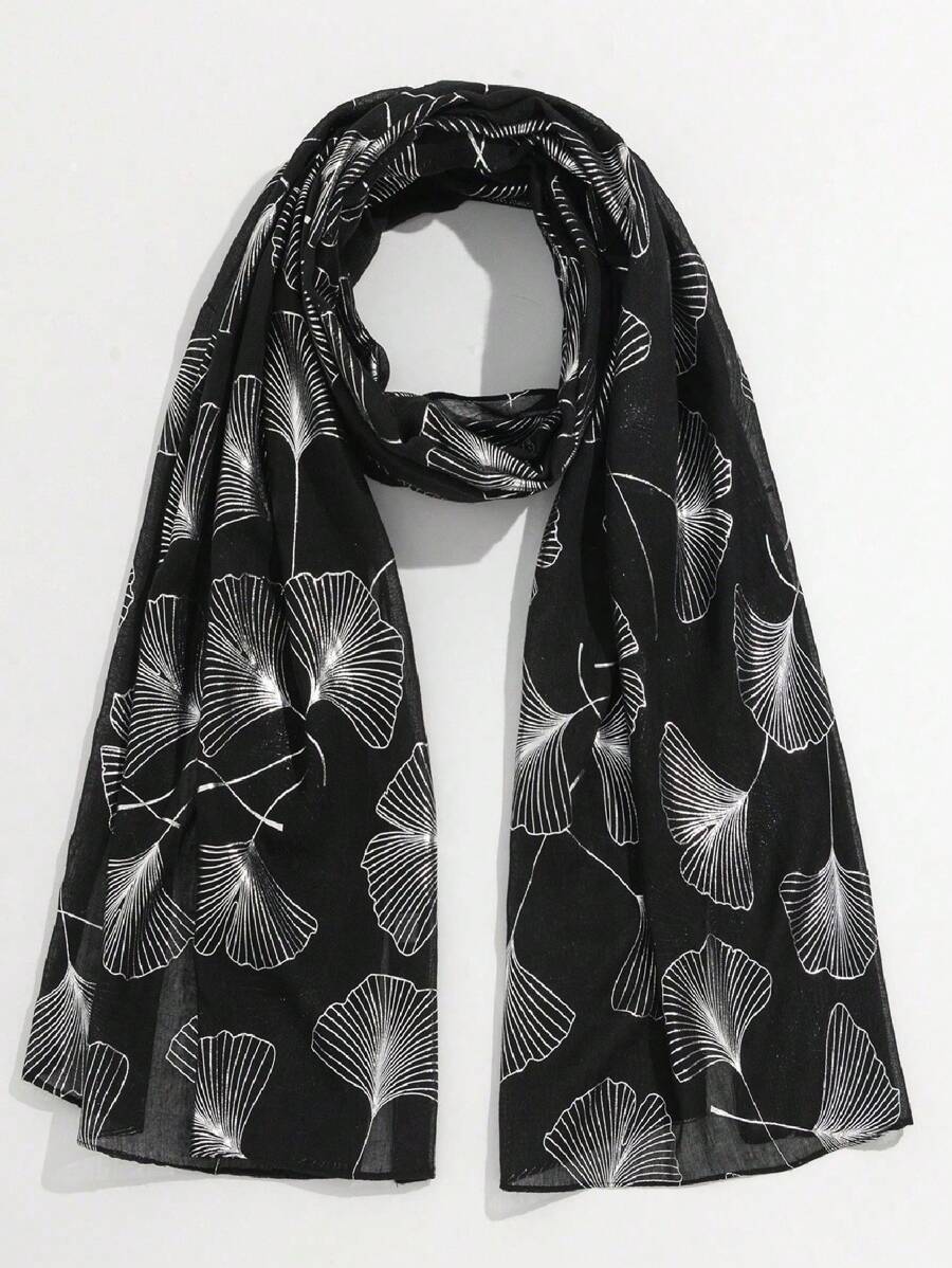 1 件春夏时尚休闲银箔围巾 - 黑色 - 查看 1