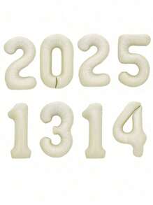 1 个 32 英寸奶油白色数字气球，用于生日周年派对装饰、铝箔气球、生日照片道具、生日派对周年派对场景装饰、房间装饰、室内装饰、礼品仪式装饰、1 岁生日派对装饰