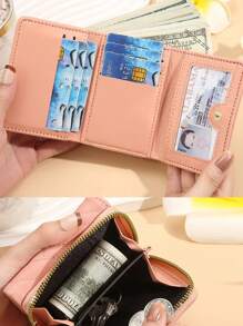 Women Simple Tri-Fold Wallet Zipper Coin Purse Wristlet Quilted Detail Wallet Quilted Pattern Compact Wallet Fashion Credit Card Holder Wallet Purse Wallet Mini Wallet Small Wallet - Multicolor - View 10