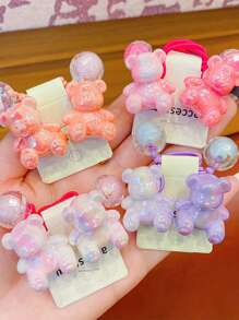8pcs/Set Fashionable Accessories For Girls, Cute Cartoon Bear Double-Headed Elastic Simple Stylish Hair Ties, Hair Bands, Hair Scrunchies, Suitable For Daily Use