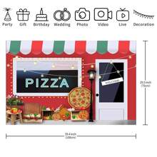 1PC Cooking Pizza Shop Theme Party Decoration Background -82.7 * 59.1/59.1 * 39.4/39.4 * 29.5in, Pizza Cafe Shop Photography Background Newborn Shower Cake Table Banner Photo Booth Props