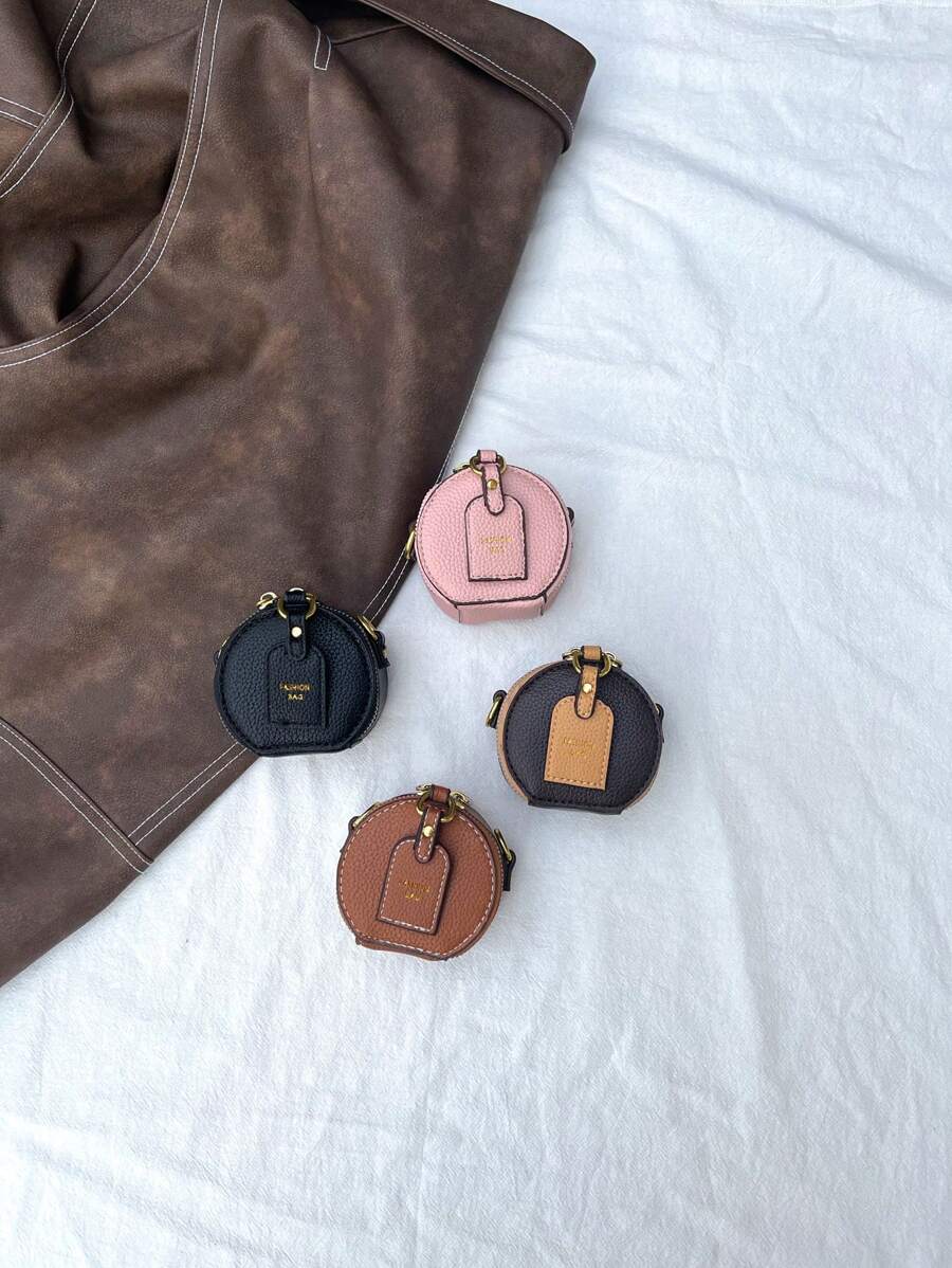 Mini Cute Round Coin Pouch Purse, Fashionable Versatile Crossbody Key Holder Accessories Bag - A - View 1