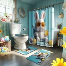 1/4 件春季复活节快乐彩绘鸡蛋、兔子、蝴蝶、五颜六色的花朵、草地。母亲节总统日浴帘套装防水时尚实用印花浴帘套装适用于家庭装饰每个浴室淋浴房浴缸婚礼、庆祝、旅行、便携、露营、商务旅行母亲节鲜花、给妈妈的个性化礼物、最后一分钟的礼物、母亲节创意、母亲节礼物、给妈妈的手工卡片、50 美元以下的最佳母亲节礼物