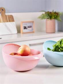 1 pieza Mini colador para lavar arroz de cocina, cuenco pequeño para lavar arroz, lavador de arroz - Rosa - Ver 4