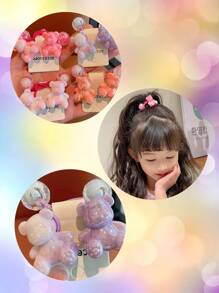 8pcs/Set Fashionable Accessories For Girls, Cute Cartoon Bear Double-Headed Elastic Simple Stylish Hair Ties, Hair Bands, Hair Scrunchies, Suitable For Daily Use