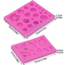 2pcs 33 Cavity Rose Flower And Leaf Soft Candy Silicone Mold, Suitable For Sugar Craft, Cupcake Decorations, Soap, Polymer Clay, Handmade Projects, Wedding And Birthday Cake Decorations - Multicolor - View 4
