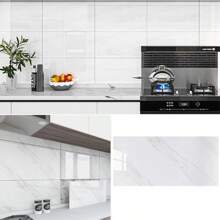 10pcs Self-Adhesive PVC Wall Stickers - Faux Marble Design, Removable, Easy Installation, Suitable For Kitchen, Bathroom, Living Room, Backdrop, Home, Office, Waterproof Wallpaper Wall Decals