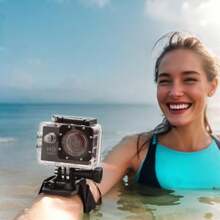 Appareil photo numérique étanche certifié IPX8 [sans carte TF], en matière plastique avec accessoires pour la natation, le surf, la plongée et le cyclisme.