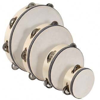 4/6/8/10inchTambourine For Adults Hand Held Wood Tambourine Comes In Single Row Metal Jingles Tambourine Musical Tambourine Gift Rhythm Percussion Instrument For Party KTV(Drumstick Not Included),Tambourine,Musical Instruments,Drum Sticks