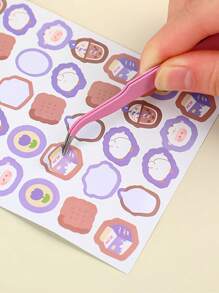 1pc Multi-Functional Goo Card Tweezers Fresh And Simple Handmade DIY Handbook Sticker Tool Creative Macaron Niezi Small Clip,Back To School,School Supplies - Multicolor - View 1