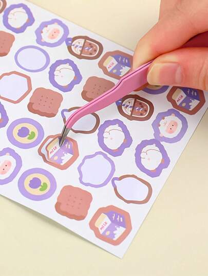 1pc Multi-Functional Goo Card Tweezers Fresh And Simple Handmade DIY Handbook Sticker Tool Creative Macaron Niezi Small Clip,Back To School,School Supplies