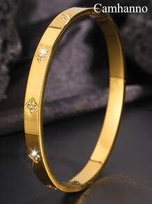 Camhanno 1pc Piece Light Luxury Fashion, High-End Stainless Steel Flower Series Bracelet, Exquisite Craftsmanship, Perfect Presentation, Suitable For Daily/Festival/Banquet/Party - Gold - View 18