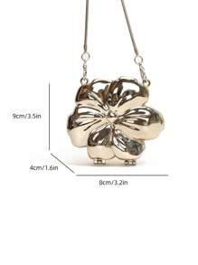 1pc New Metallic Electroplated Glitter Floral & Goldfish Shaped Mini Evening Clutch Bag With Chain, Fashionable Party Makeup Cosmetic Wallet Pouch, Elegant Accessory Gift For Women, Suitable For Valentine's Day, Wedding, Date - Silver - View 12