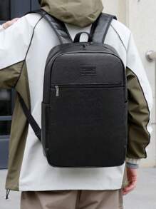 Men's Pu Leather Backpack, Large Capacity Casual Fashion High School University Student Laptop Backpack, Suitable For Teen Summer Casual Outdoor Athletic Or Vacation Travel Or Graduation Gifts Or Birthday Dress Accessories - Multicolor - View 11