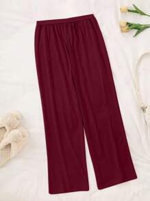 3 pièces Pantalon de sport décontracté grande taille pour femmes, taille élastique avec nœud, coupe ample pour le confort