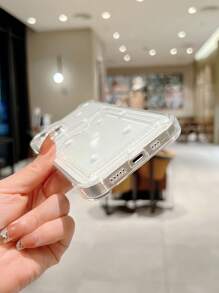 1pc White Heart Pattern Full Protective TPU Shockproof Phone Case, Compatible With Iphone 16, 15, 14, 13, 12, 11 Pro Max, Also Compatible With Samsung Series Waterproof Anti-Fall Scratch Resistant