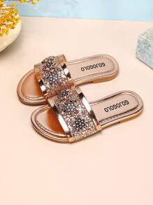 A Pair Of Fashionable Sandals With Flowers, Beautiful In Appearance, Suitable For Little Girls To Wear In Various Places. - Champagne - View 17