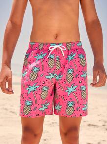 Tween Boy Beach Shorts Quick-Dry Swimming Trunks With Loose Fit - Multicolor - View 1