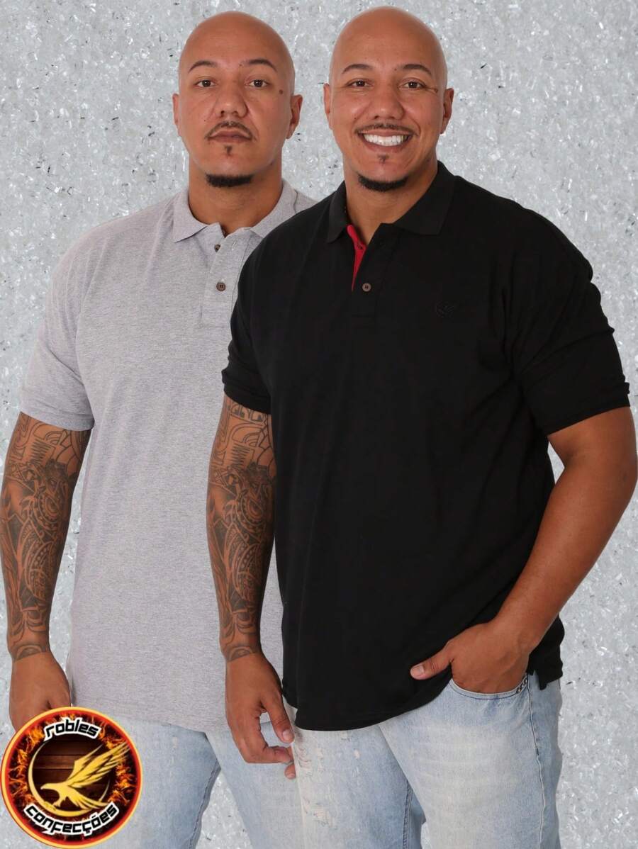 Kit 2 Men's Polo Shirt Plus Size Extra Large - 黑色 - 查看 1