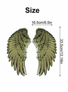 1 对翅膀刺绣领口贴花补丁，蕾丝花刺绣补丁黑白蕾丝贴花天使贴花缝制补丁用于服装缝制婚礼新娘礼服鞋装饰