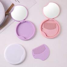 Składany zestaw grzebieni podróżny przenośny dziewczęcy lusterko do makijażu w kształcie serca przenośne kieszonkowe lusterko do makijażu z kieszonkowym lusterkiem do makijażu na wyjście