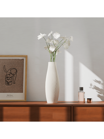 1pc Moderne Wit Herringbone Vase, Monobloc Material, Bedroom, Office, Living Room, Cabinet ation, Great Holidays Presents Birthday Graduation Home Room Flower Vase Glass