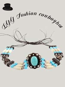 1 peça chapéu de cowboy estilo ocidental de cor sólida feminino, chapéu de sol de palha com contas unissex, chapéu de praia panamá vazado, design boho chique adequado para uso diário - Multicolorido - Ver 7