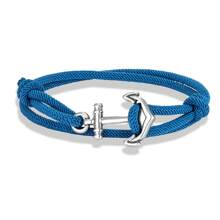 1 pieza Brazalete ajustable de estilo náutico hecho a mano con ancla para hombres, Accesorio de joyería multicapa con cuerda fina de 3mm