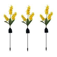 复活节礼物新款太阳能风信子LED庭院灯，太阳能灯LED草坪灯，风信子花灯设计，风信子花灯笼，庭院装饰花园，户外防水地插景观灯，亮黄色，粉色，白色花朵装饰 - 彩色 - 查看 10