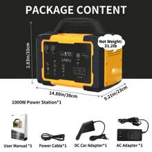1000W Portable Power Station, 1075Wh Backup Lithium Battery, 120V/1000W AC Outlet, Solar Generator For Home, RV, Outdoor, Camping And Emergencies Use - 美規A型插(110-127V) - 查看 2